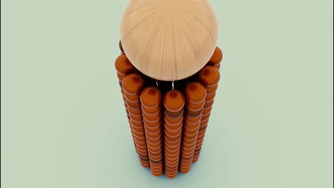 abstract 3d render of wooden spheres