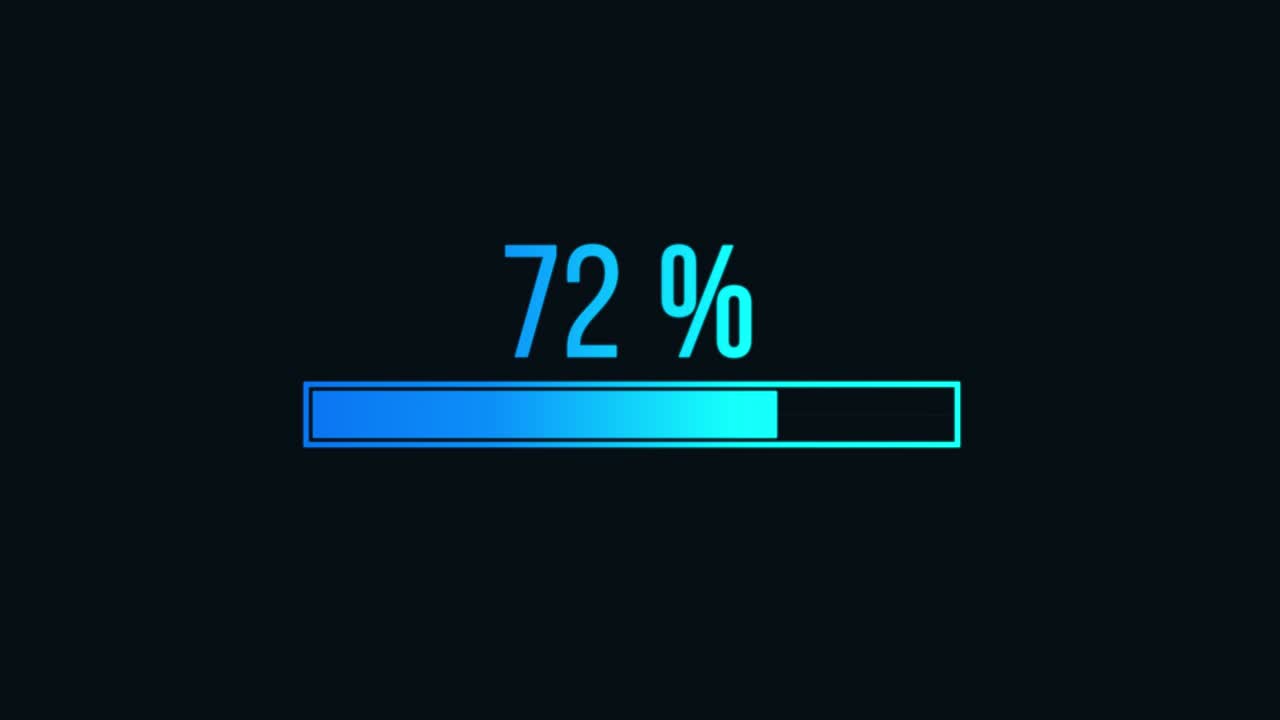 Animation loading bar. 0-100 %. glow bar. Loading Animation - 0-100%.blue and green gradient