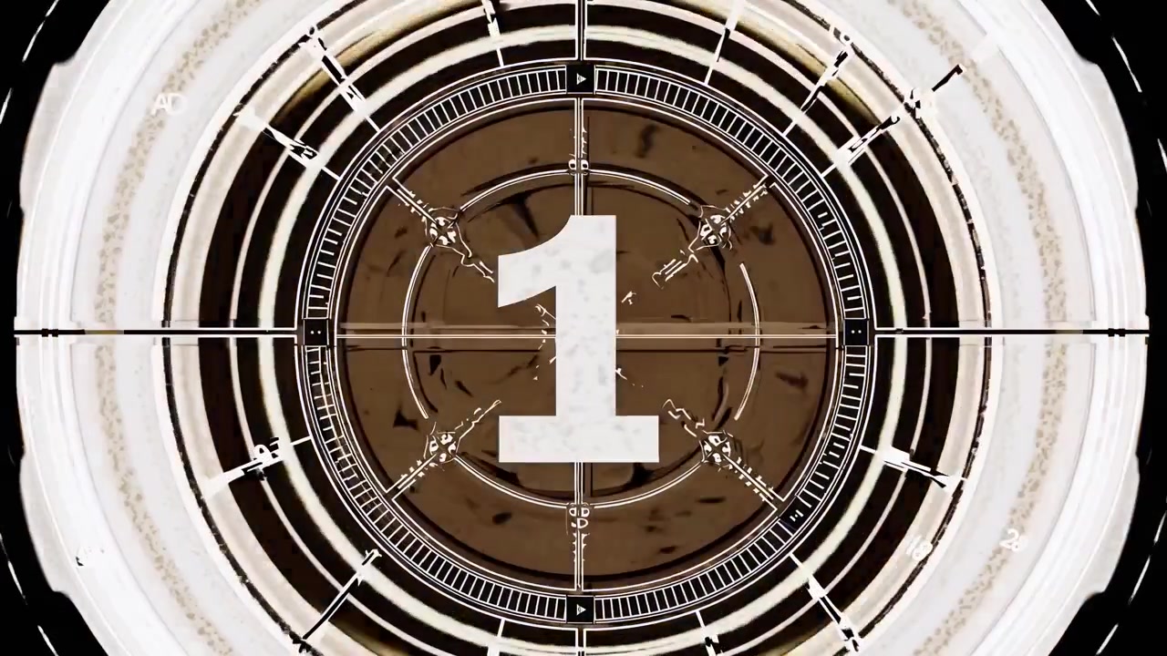 Vintage Film Countdown Leader with Numbers and Old Film Effect