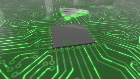dark green rotating computer circuit board concept wi-fi loop 4k