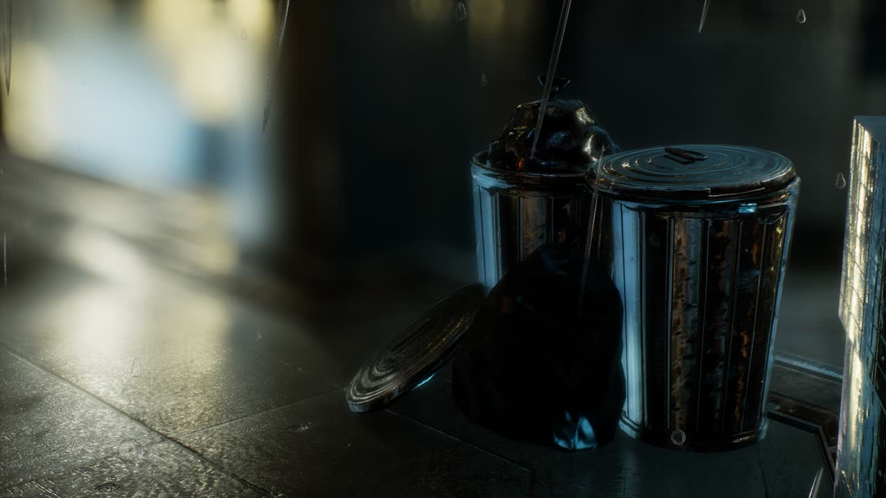 비가 오는 밤에 구시가지의 거리