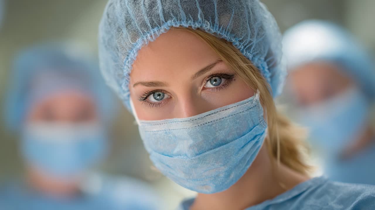 Focused Medical Professional in Surgical Mask: Capturing the Intensity and Dedication of Healthcare Workers in a Clinical Environment