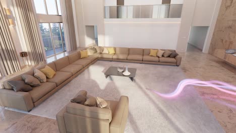 Luxuriöses-Wohnzimmer-Und-Heimdekoration,-3D-Motion-Graphics-Illustration-Moderner-Innenarchitektur