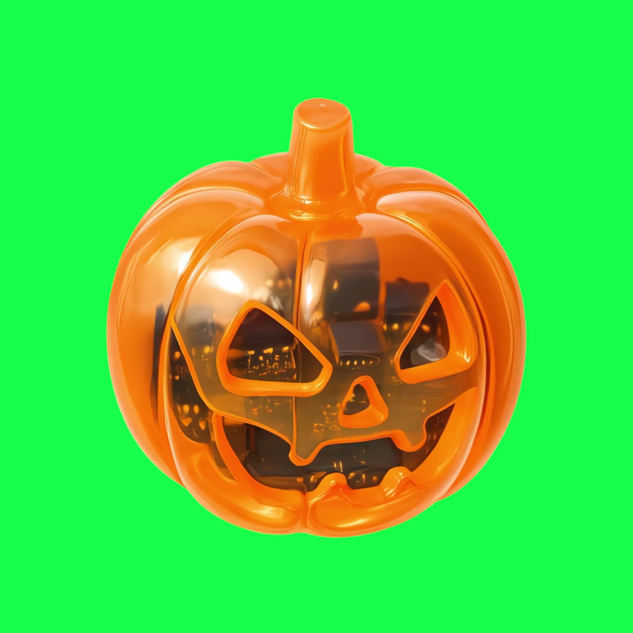 Futuristic pumpkin technology fusion animation, transparent 4K video, green screen