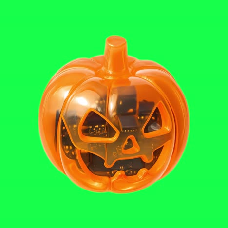 futuristic pumpkin technology fusion animation, transparent 4k video, green screen