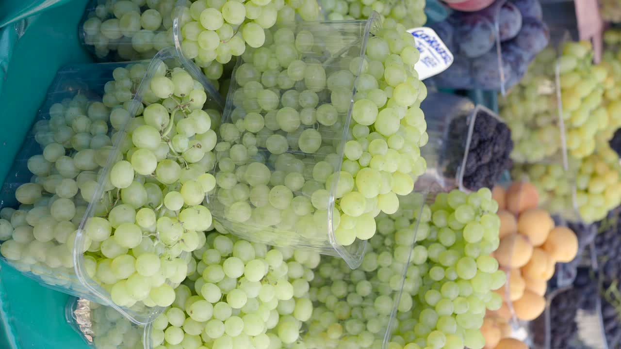 Fresh Grapes Display at a Market