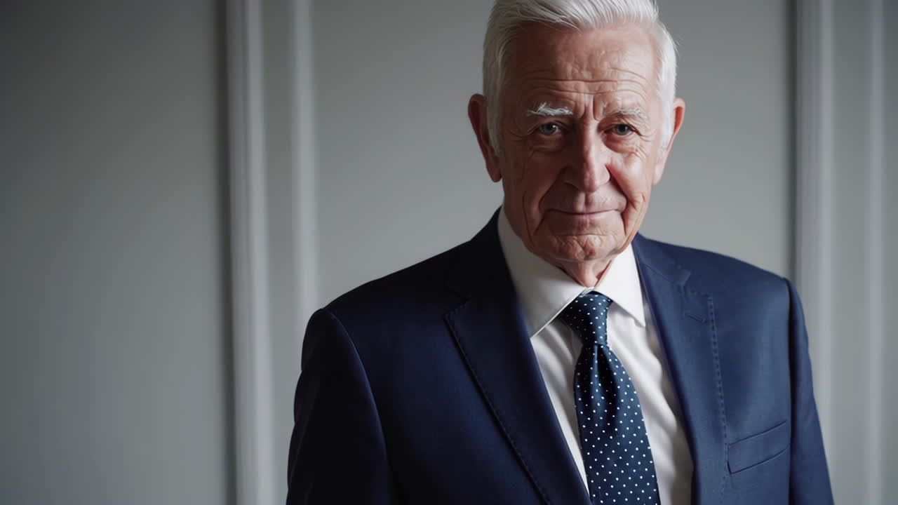 Portrait of a distinguished senior man in a suit and tie