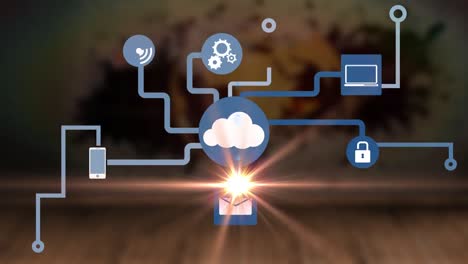 animation of light spots over media icons