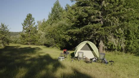 drone shot of a big tent camping site