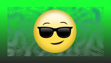animación de gafas de sol emoji icono digital en un fondo con patrones