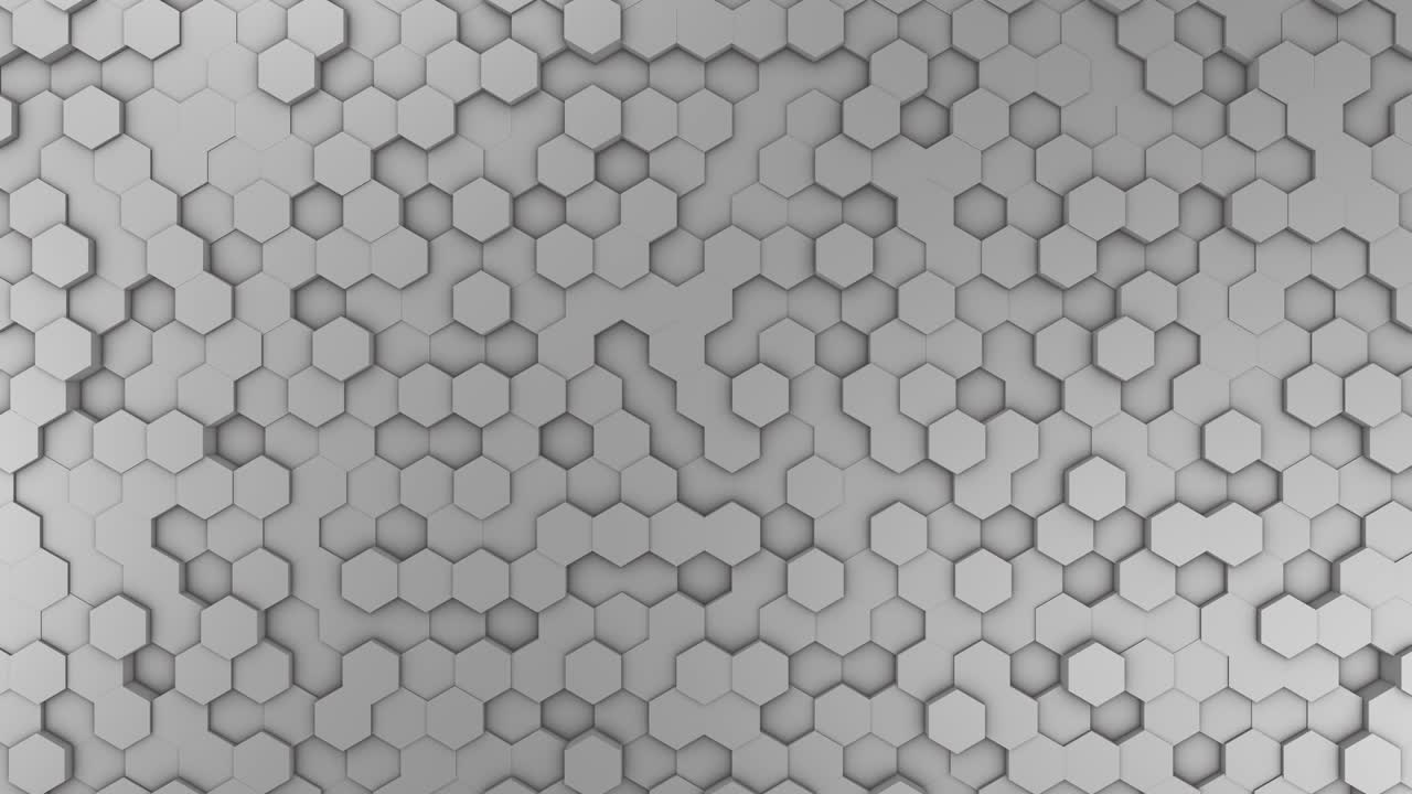 4k hexágono abstracto superficie geométrica bucle de luz limpio patrón de cuadrícula hexagonal mínima, fondo de movimiento ondulado al azar.
