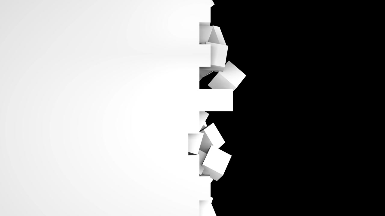 Black and white cubes screen wipe transition with alpha channel