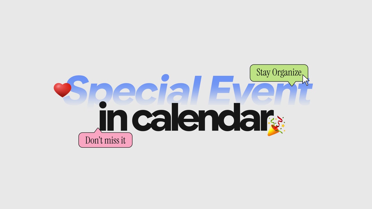 Animated Special Event in Calendar Text Graphic