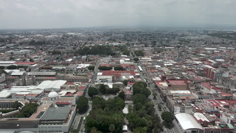 aerial view of church in downtown puebla