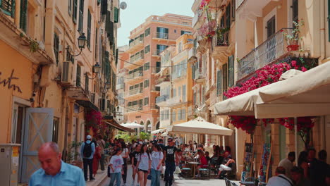 crowded street in a charming mediterranean town