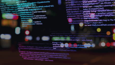 animation of data processing over city at night