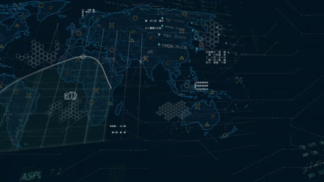 animation of data processing over world map