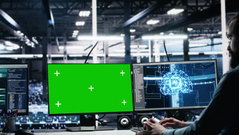 data center engineer managing ai systems for uptime using mockup pc