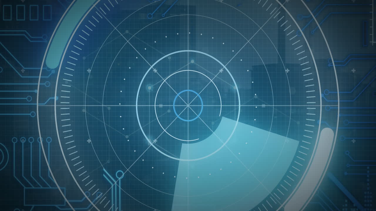 회로판을 통해 범위 스캐닝과 데이터 처리의 애니메이션