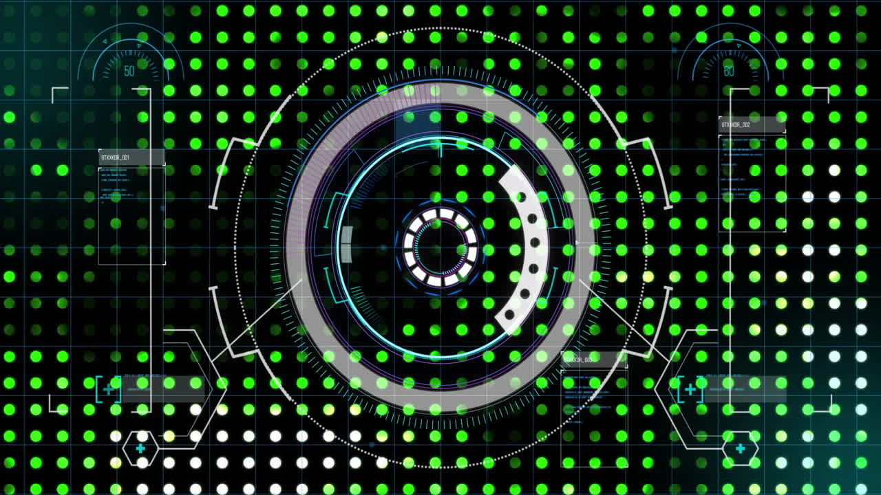 Animation of futuristic digital interface with circular patterns in school setting