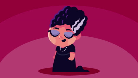 happy halloween animation with dracula girl