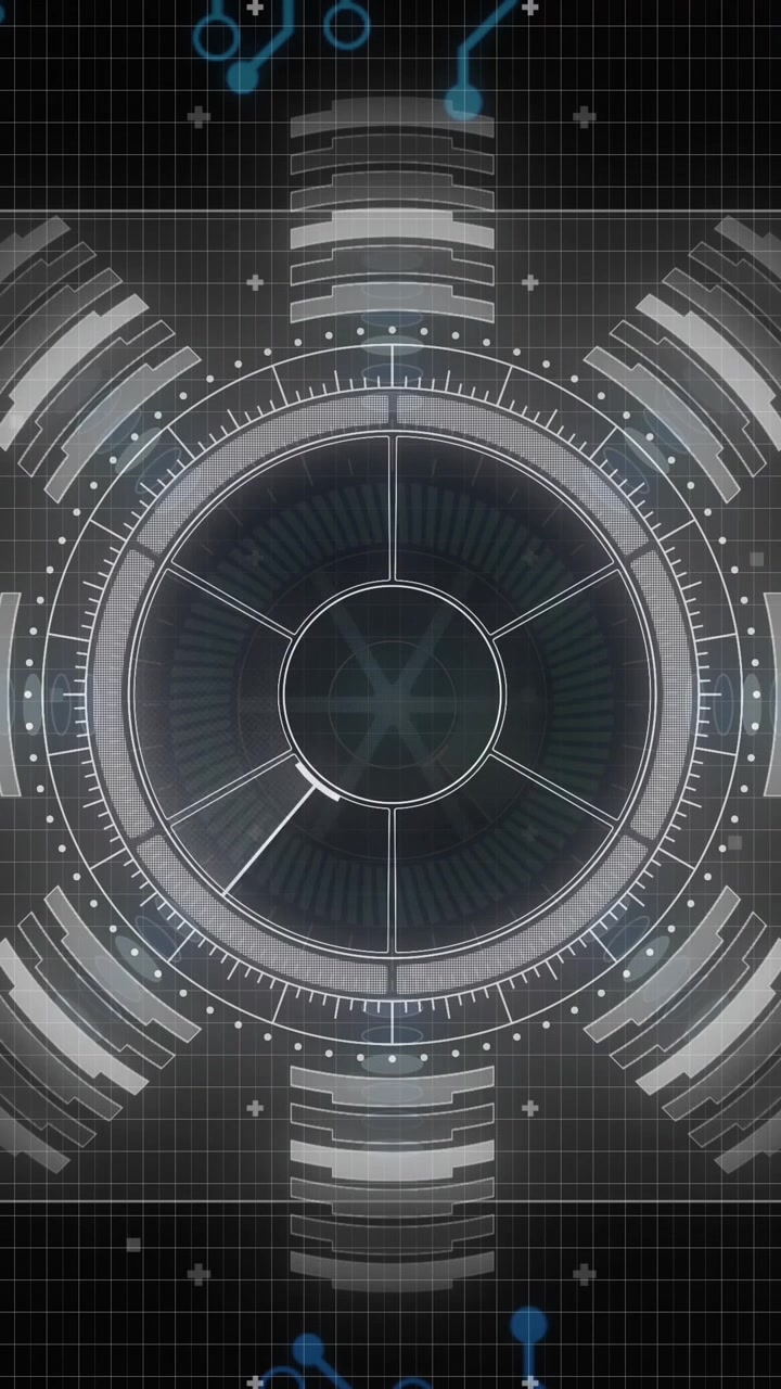 Futuristic data processing animation over digital interface with charts and graphs