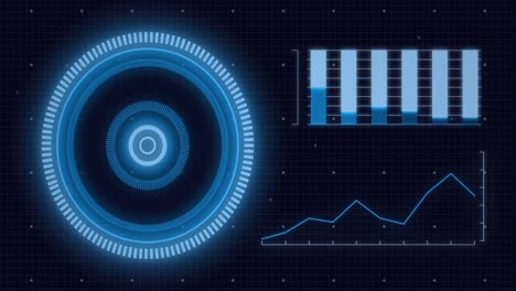 animation of scopes scanning and statistics recording over grid