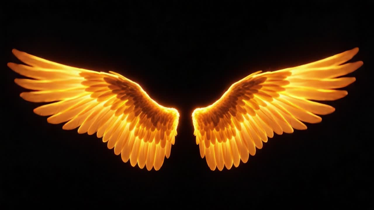 Illuminated Orange Wings Displaying Majestic Beauty Against a Dark Background, Capturing the Essence of Freedom and Flight in a Stunning Visual Composition