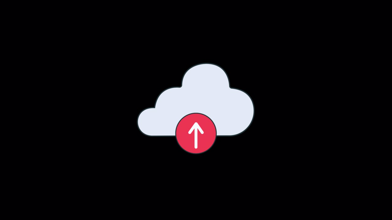 Animated Cloud Upload Icon on Black Background