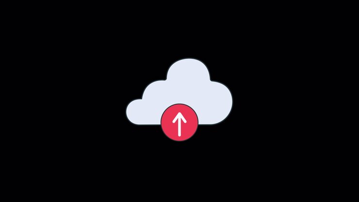 Geanimeerd Cloud Upload Pictogram op Zwarte Achtergrond