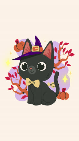 cute black cat witch