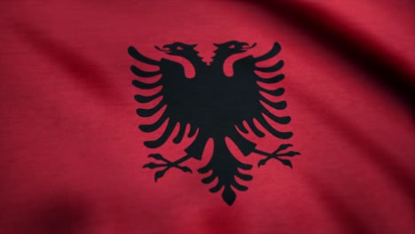 albania national flag. realistic flag of albania waving in the wind