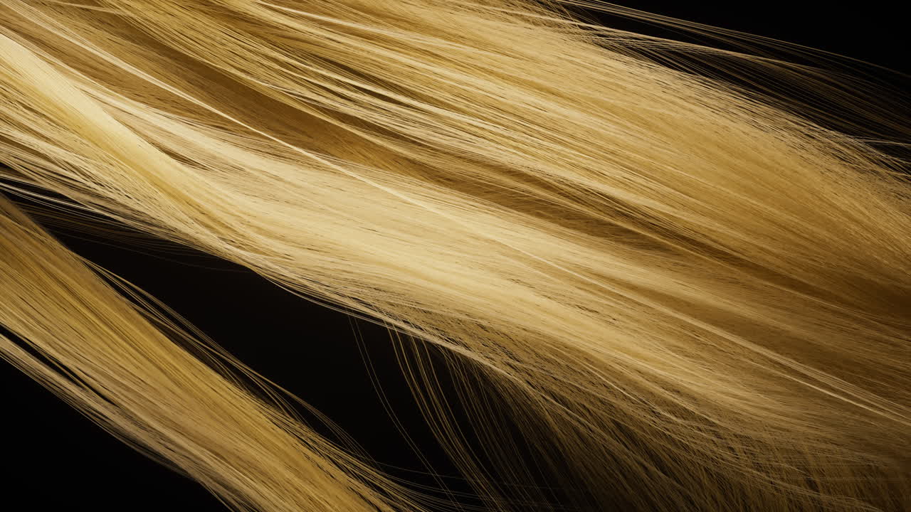el cabello ondulado con color dorado, renderizado en 3d.