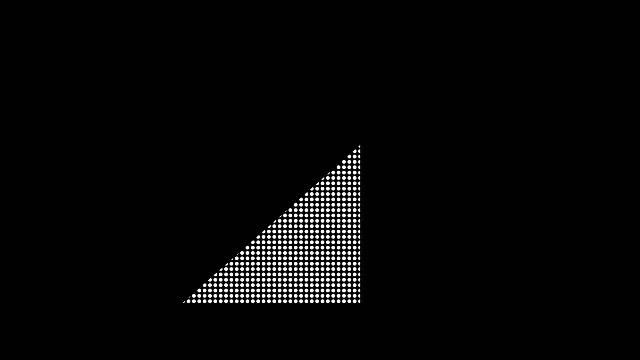 Triangle shape changes size in simulated audio volume meter adjustment on black space