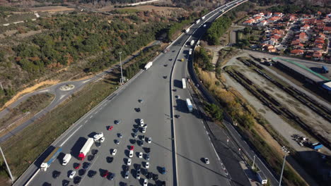 Highway Traffic Jam Aerial View