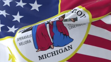 bandera de la ciudad de detroit, ciudad de los estados unidos de américa, bucle lento