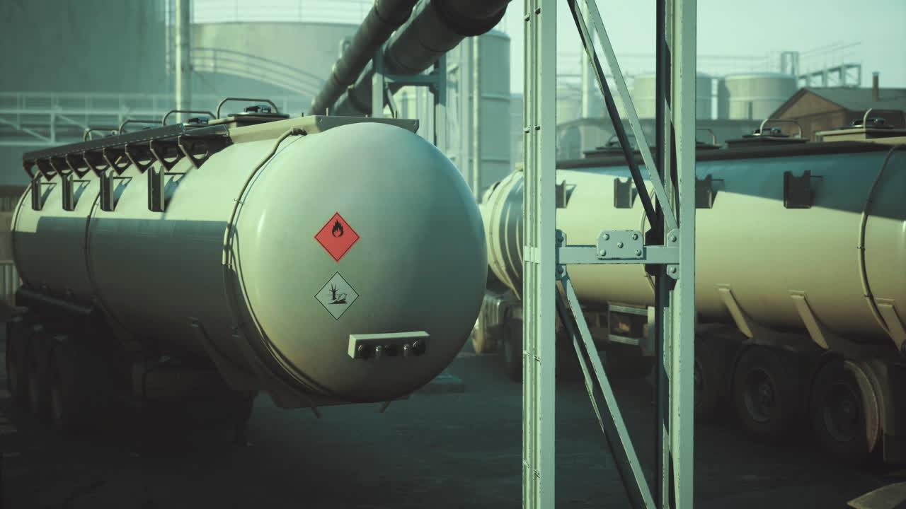 Industrial storage tanks at a chemical facility during daylight hours