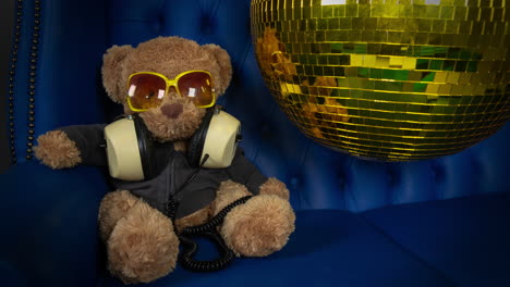 teddy bear dj with disco ball