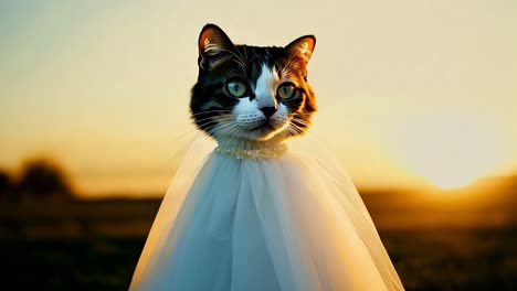 a cat dressed as a bride