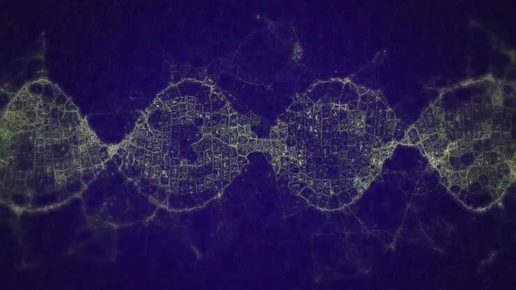 Animation of dna strand over blue background