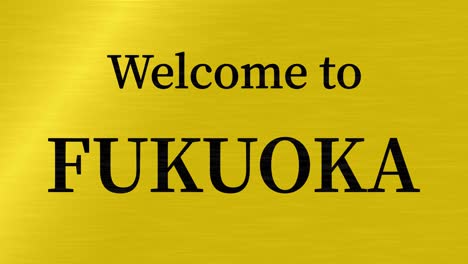 bienvenido a fukuoka mensaje de texto animación gráficos en movimiento