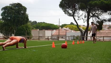 fitness training on grass field