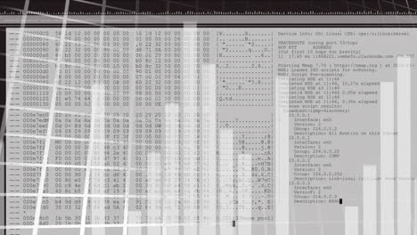 animación de gráficos de barras sobre el procesamiento de datos en la pantalla de la computadora.