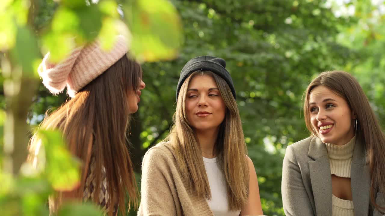 Three women in a park