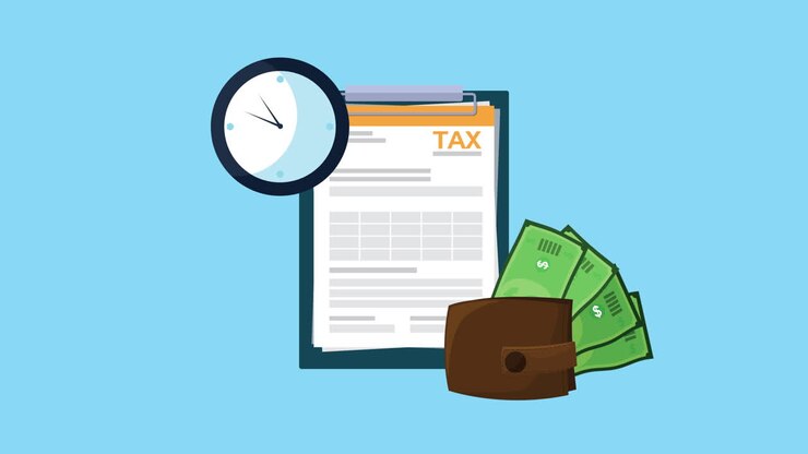 steuertag-animation mit dollar und zeit im clipboard