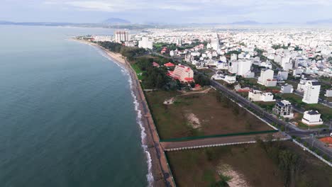 aerial view of the beautiful coastline and the beach.