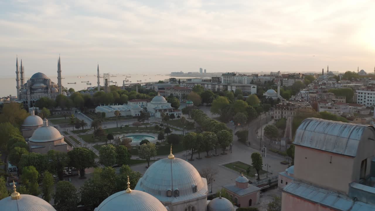 аэропортная картина святой софии в стамбуле. 4k кадры в турции