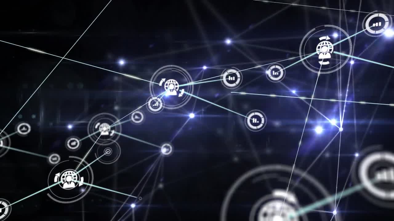 Animation of network of connections over black background