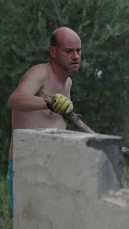 man working on concrete construction