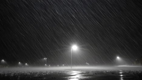 night storm in a parking lot